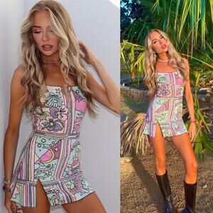 Oceanus Talia Hand Beaded Crystal Embellished Mini Dress Size M NWT